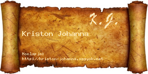 Kriston Johanna névjegykártya